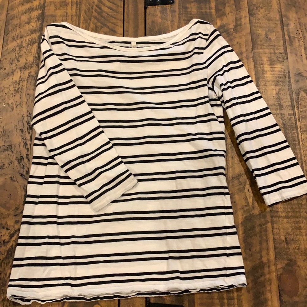 Striped boatneck 3/4 sleeve top